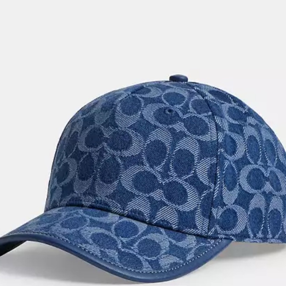 Unisex Coach Denim Hat with Leather Detail Size M/L - Picture 2 of 3